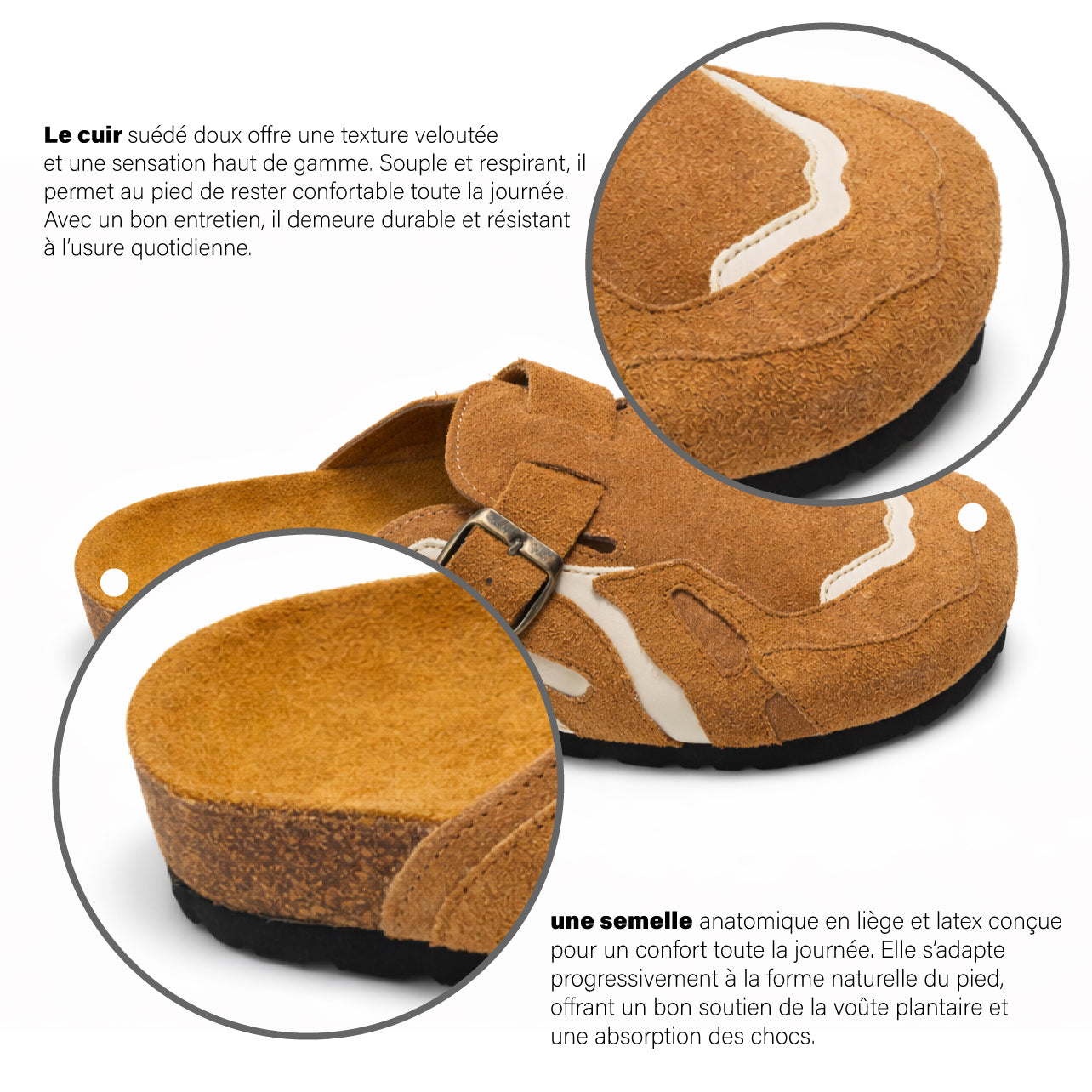 Pellevio Sabot en suède Beige